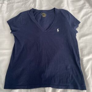 Polo by Ralph Lauren Women's Navy V-Neck T-Shirt